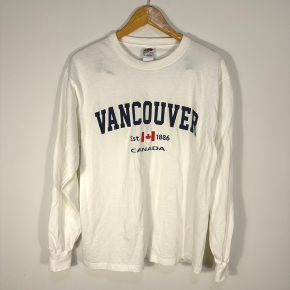 Fruit of the Loom Other - Fruit of the Loom Vancouver Canada Long Sleeve T-Shirt White Large Lofteez Tee